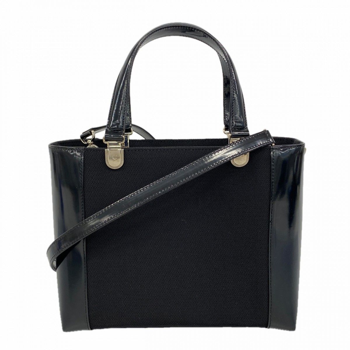 Dior Handbag Canvas Black Silver 2-Way Bag