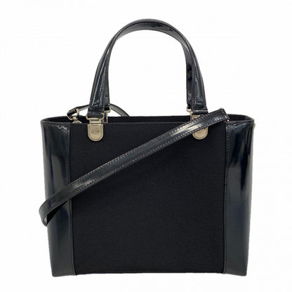 Dior Handbag Canvas Black Silver 2-Way Bag