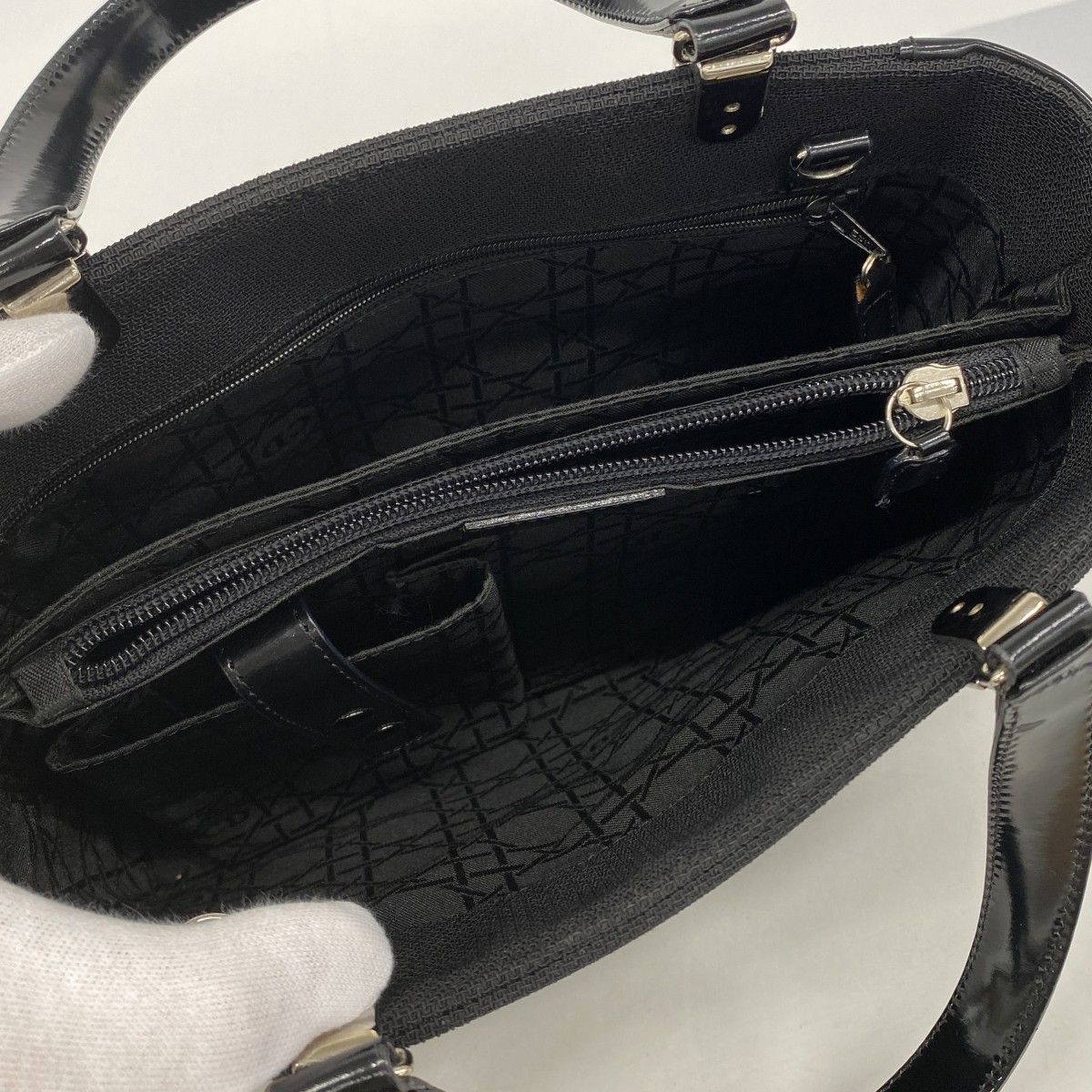 Dior Handbag Canvas Black Silver 2-Way Bag — view 4