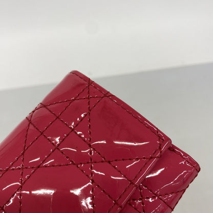 Dior Trifold Wallet Cannage Enamel Pink Champagne Gold — view 6