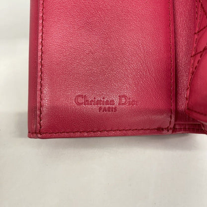 Dior Trifold Wallet Cannage Enamel Pink Champagne Gold — view 4