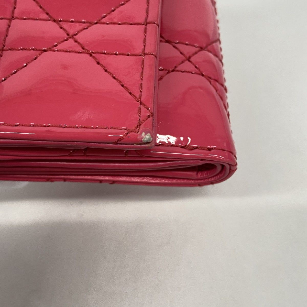 Dior Trifold Wallet Cannage Enamel Pink Champagne Gold — view 5
