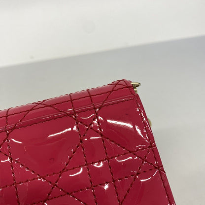Dior Trifold Wallet Cannage Enamel Pink Champagne Gold — view 7