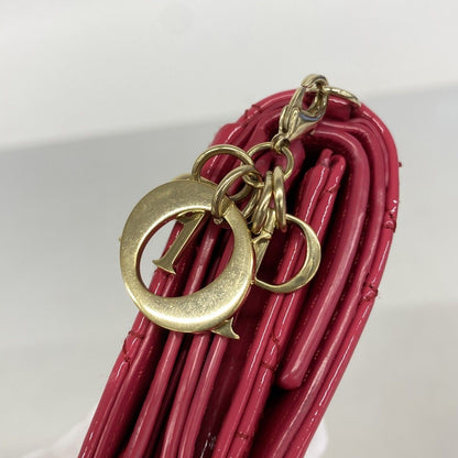 Dior Trifold Wallet Cannage Enamel Pink Champagne Gold — view 8