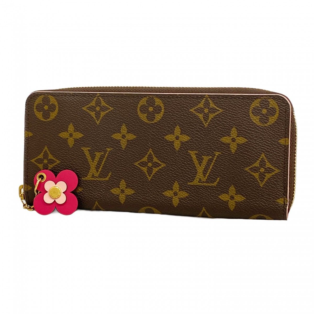 Louis Vuitton Wallet Monogram Portefeuille Clemence Flower Charm Hot Pink Cles