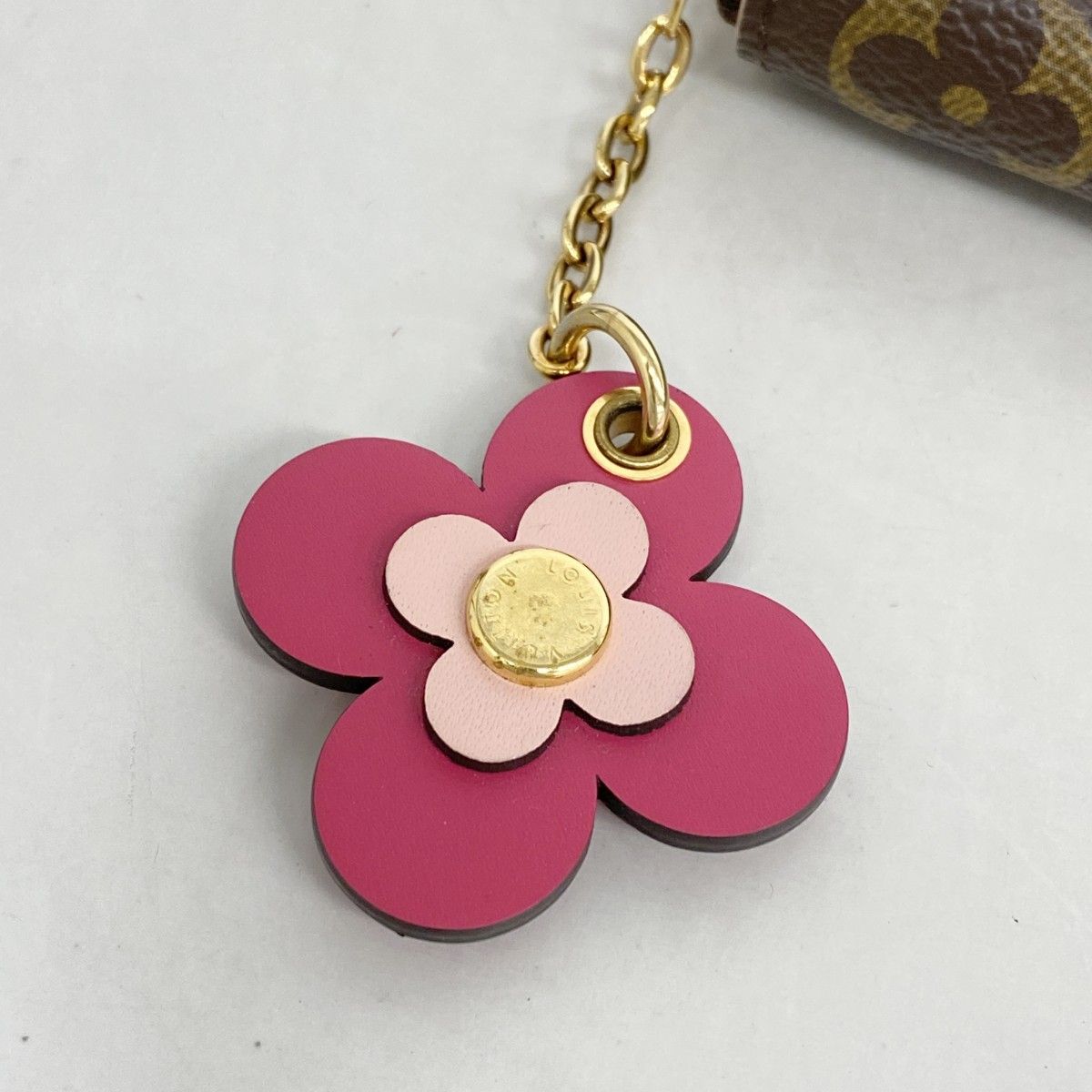 Louis Vuitton Wallet Monogram Portefeuille Clemence Flower Charm Hot Pink Cles — view 6