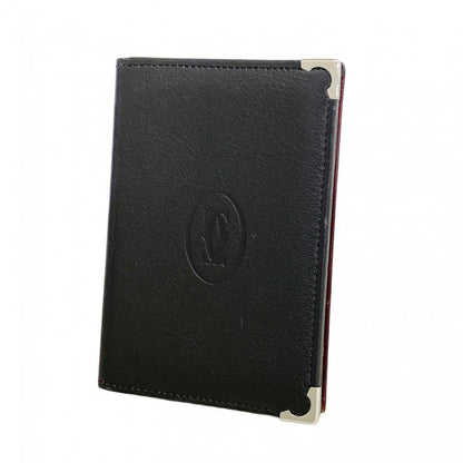 Cartier Card Case Cabochon Leather Black Silver