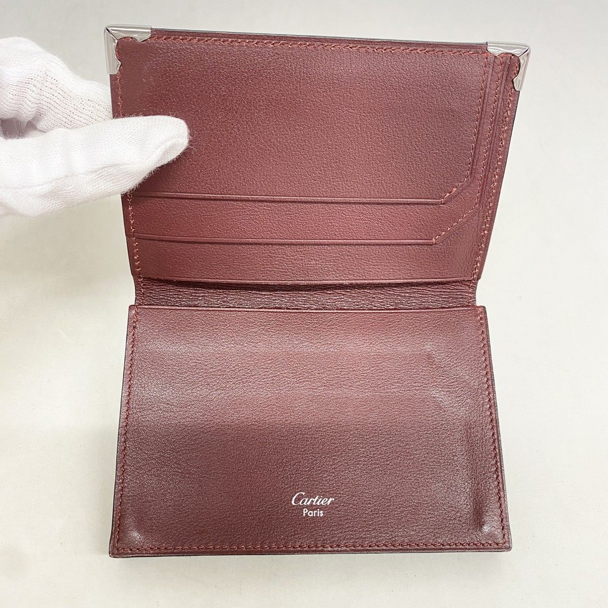 Cartier Card Case Cabochon Leather Black Silver — view 3