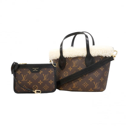 Louis Vuitton Handbag Monogram Shearling Neverfull Inside Out BB Brown White