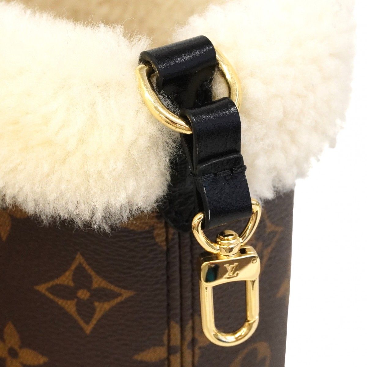 Louis Vuitton Handbag Monogram Shearling Neverfull Inside Out BB Brown White — view 7