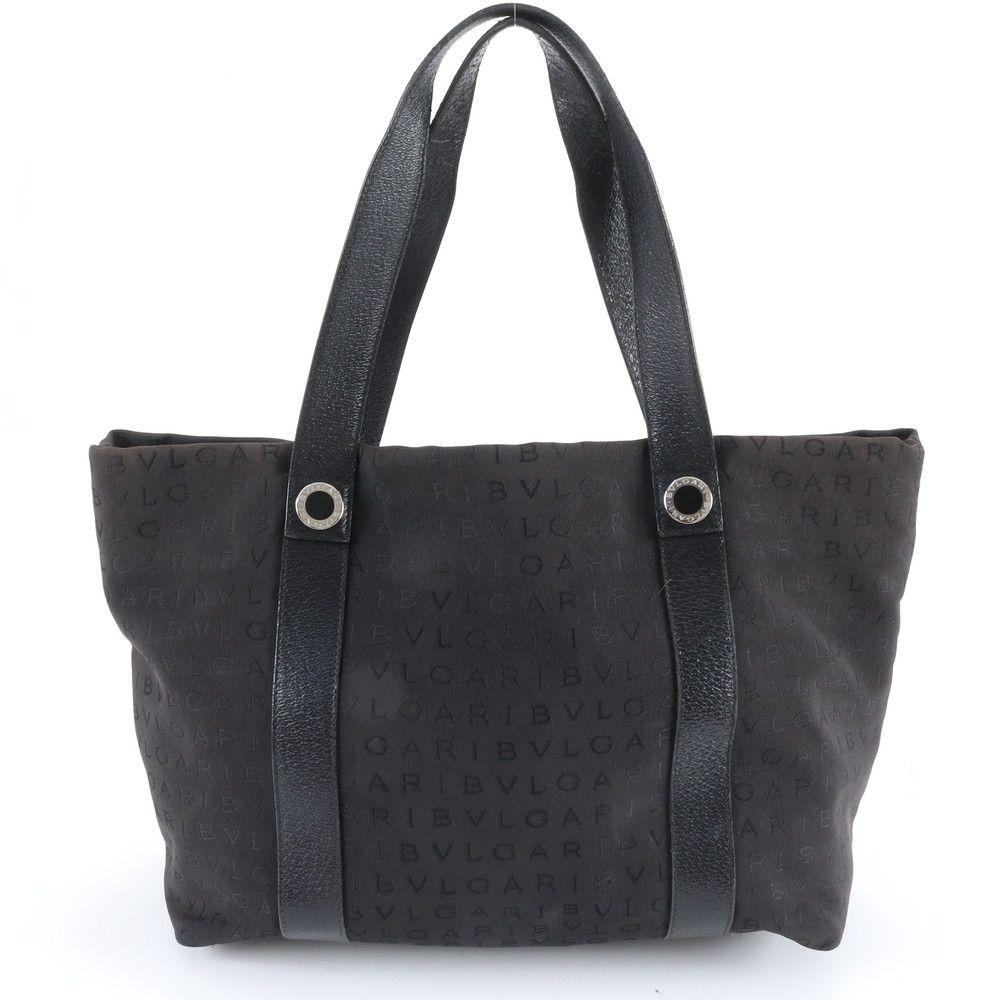 Bvlgari Logo Mania Leather Tote Shoulder Hand Black Enm — view 3