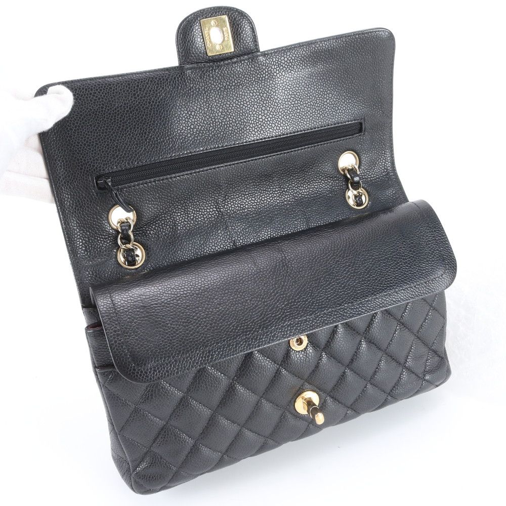 Chanel Quilted Caviar Leather Double Flap 2-Way Shoulder Bag Rnm — view 9