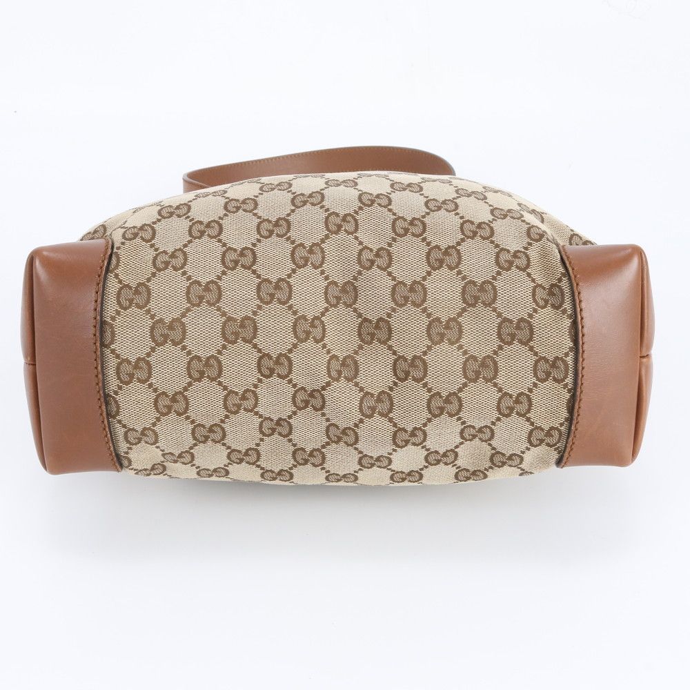 Gucci GG Canvas Leather Shoulder Bag Crossbody Hand Tote Brown Rbm — view 5