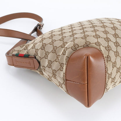 Gucci GG Canvas Leather Shoulder Bag Crossbody Hand Tote Brown Rbm — view 6