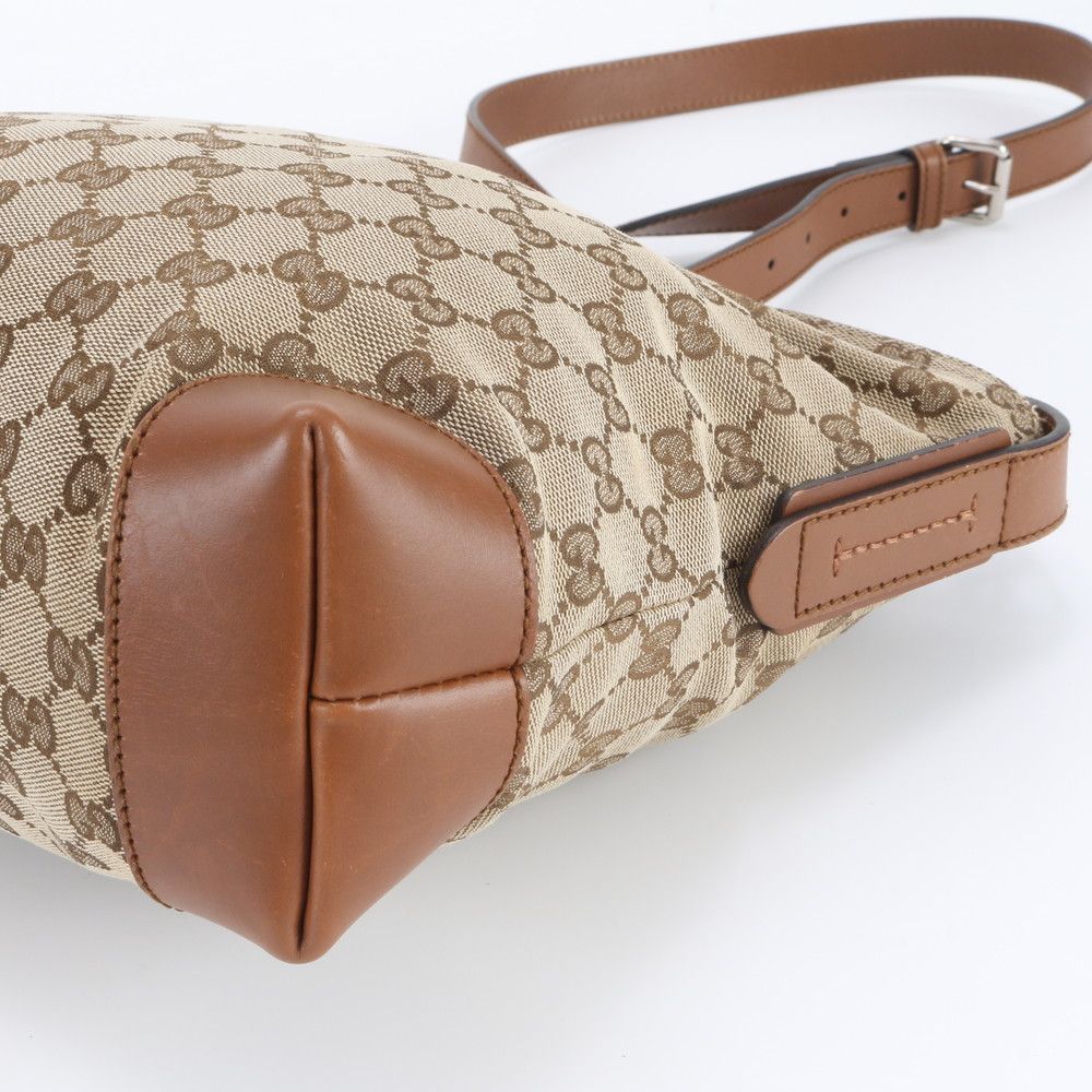 Gucci GG Canvas Leather Shoulder Bag Crossbody Hand Tote Brown Rbm — view 4