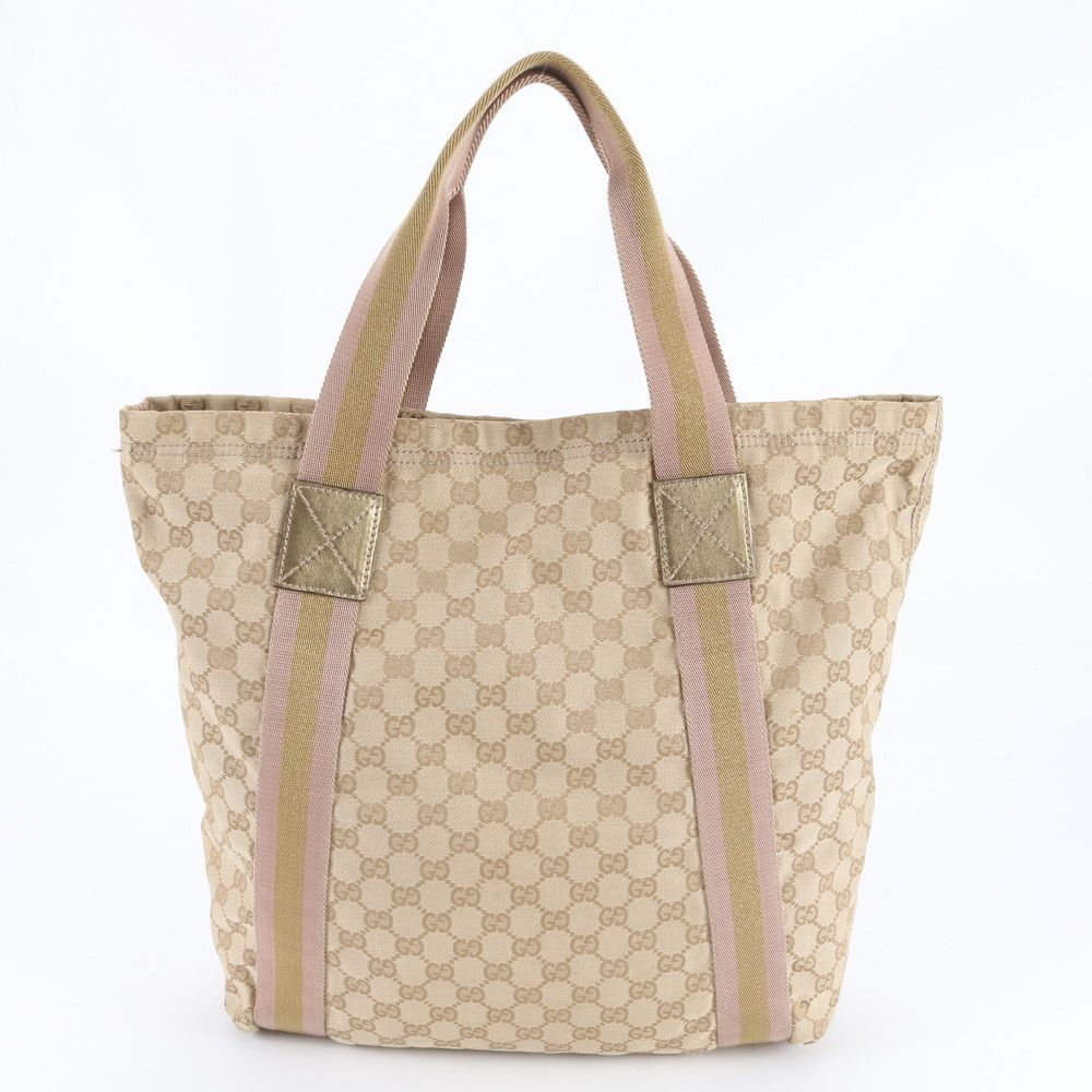 Gucci GG Canvas Sherry Line Leather Tote Shoulder Hand Rbm — view 3