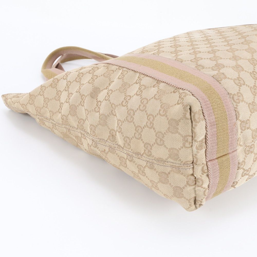 Gucci GG Canvas Sherry Line Leather Tote Shoulder Hand Rbm — view 6