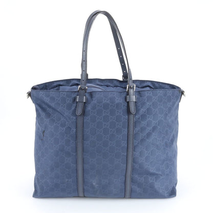 Gucci GG Nylon Leather Tote Shoulder Business Navy Dark Blue Rbm — view 3