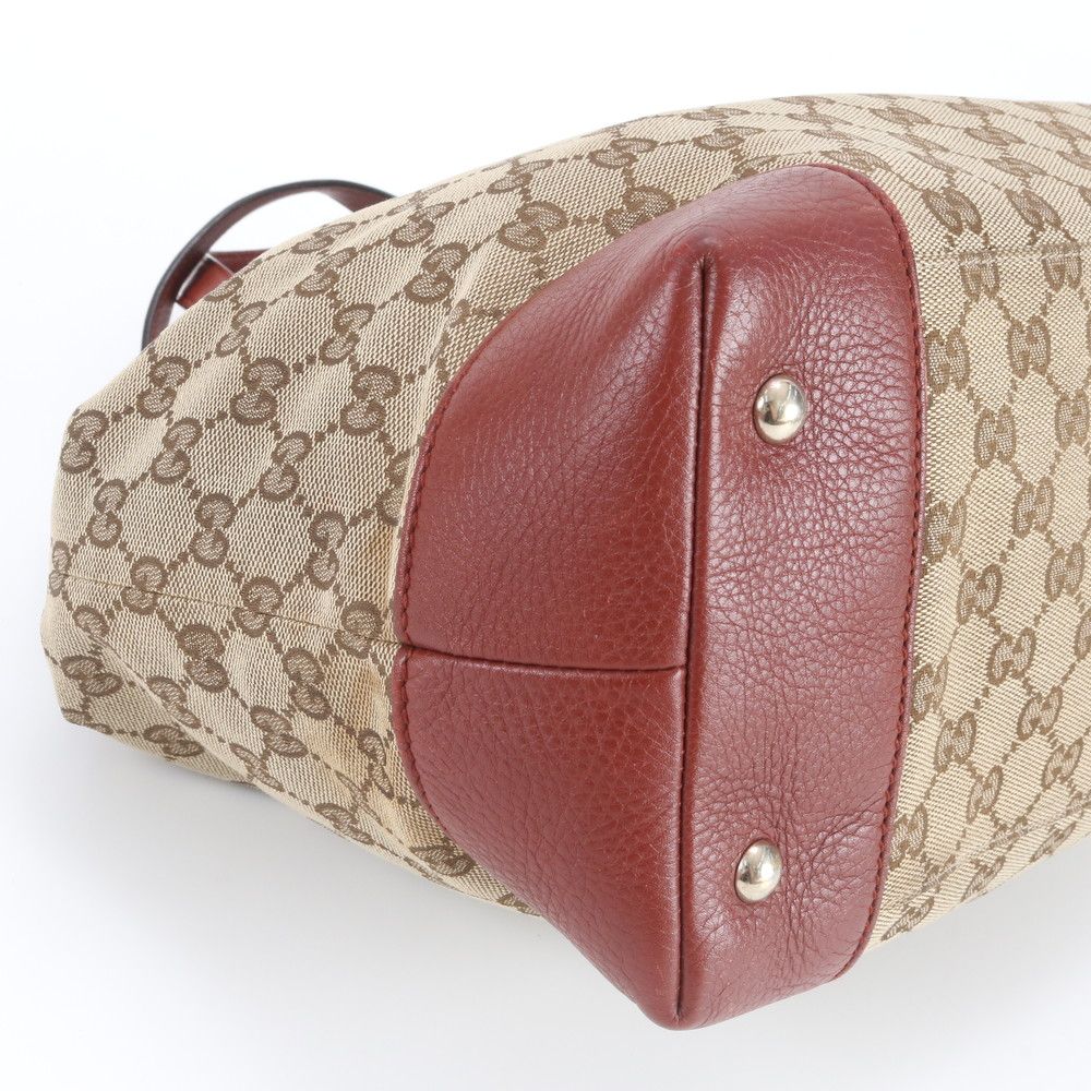 Gucci GG Canvas Leather Tote Shoulder Hand Rbm — view 6