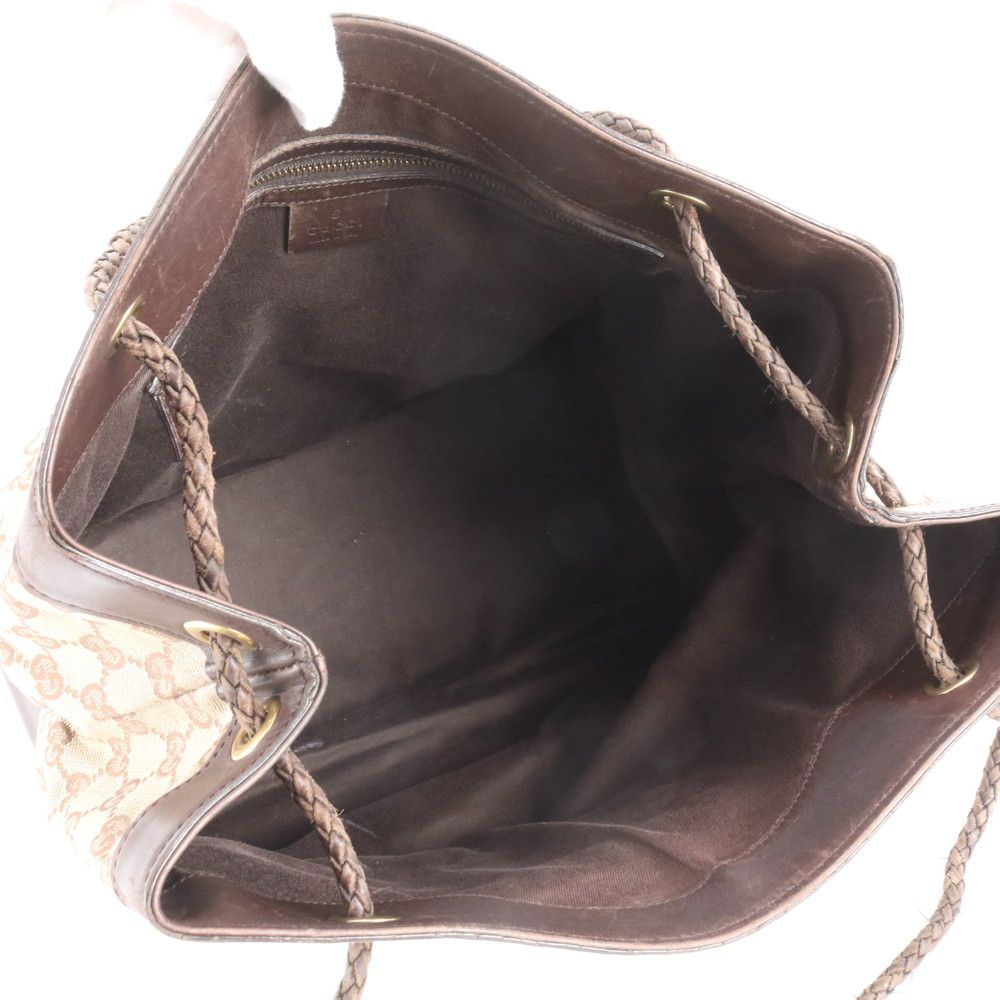 Gucci GG Canvas Leather Tote Shoulder Hand Brown Rbm — view 7