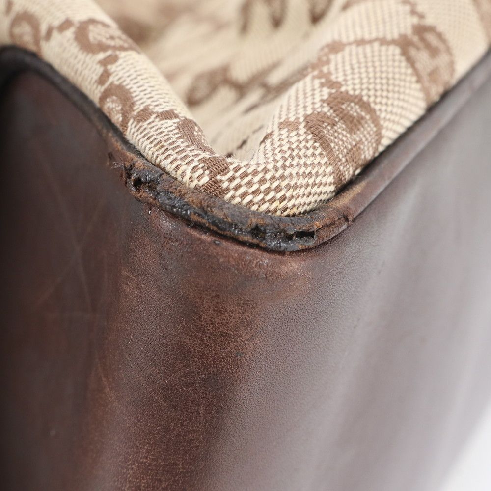 Gucci GG Canvas Leather Tote Shoulder Hand Brown Rbm — view 9