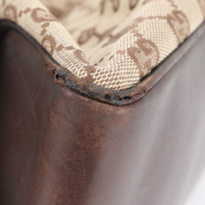 Gucci GG Canvas Leather Tote Shoulder Hand Brown Rbm — view 9