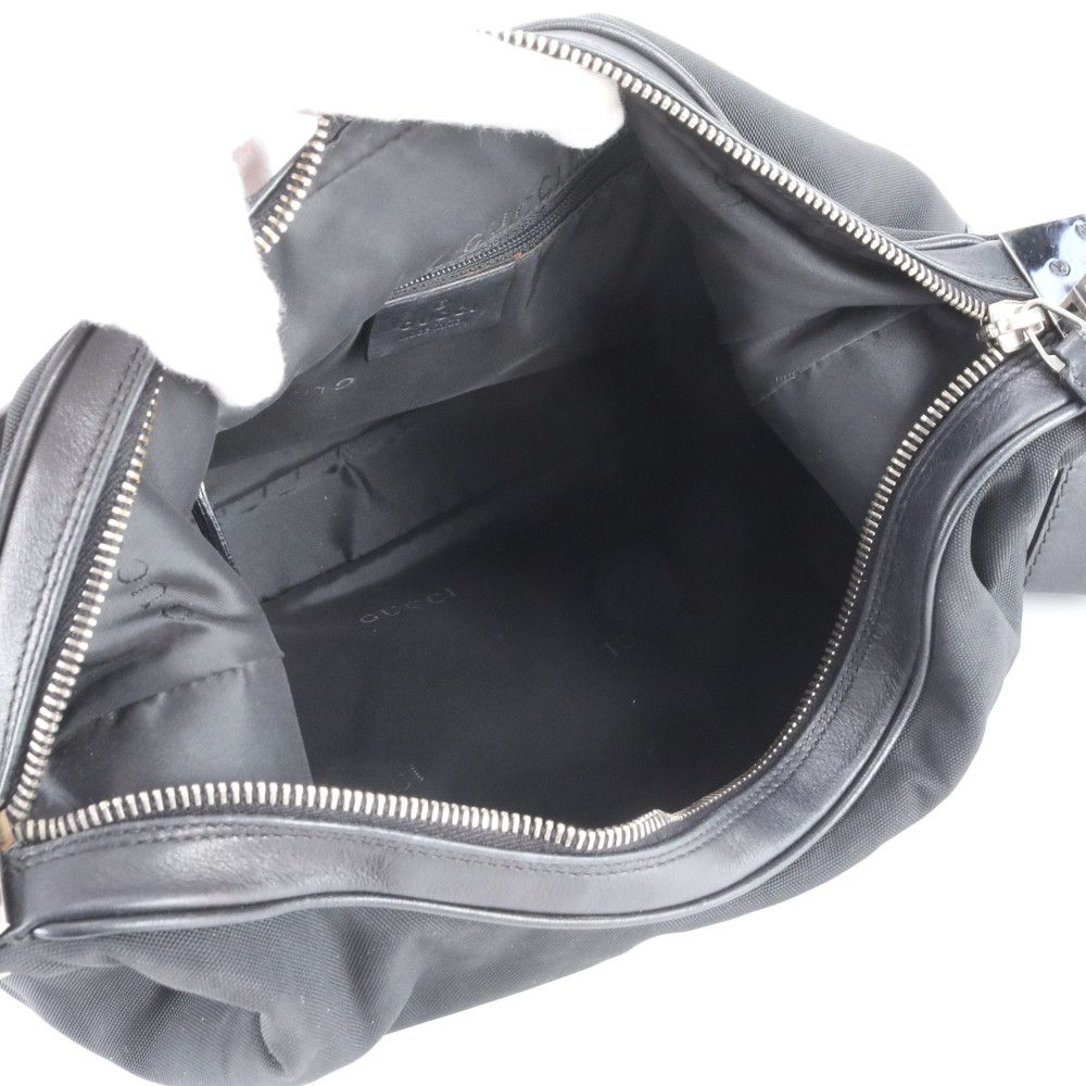 Gucci 001 Leather Nylon Shoulder Bag Hand Black Rbm — view 7