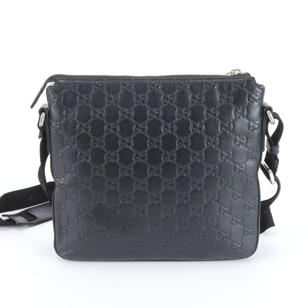 Gucci Guccissima Leather Shoulder Bag Crossbody Messenger Black Rbm — view 3