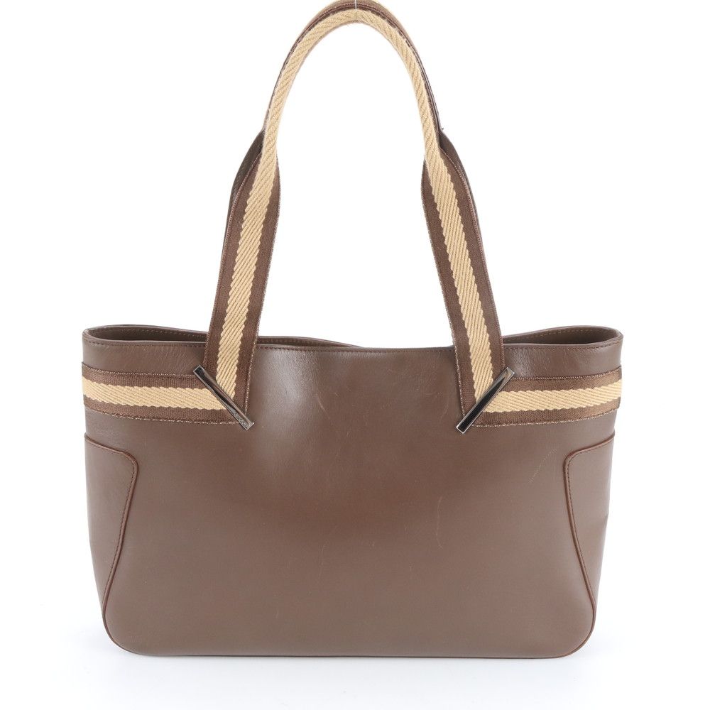 Gucci 002 Leather Canvas Tote Shoulder Hand Brown Rbm — view 3
