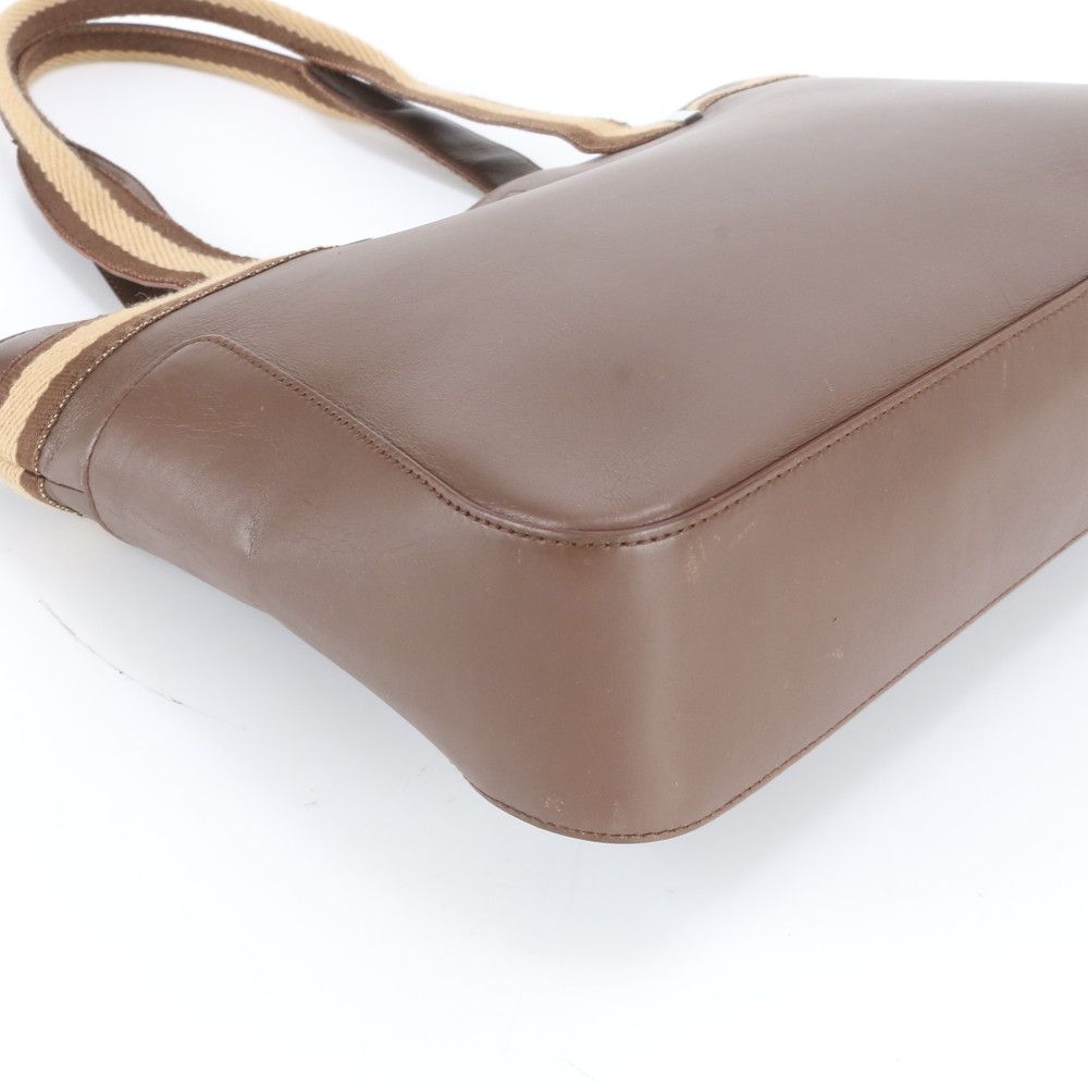 Gucci 002 Leather Canvas Tote Shoulder Hand Brown Rbm — view 4