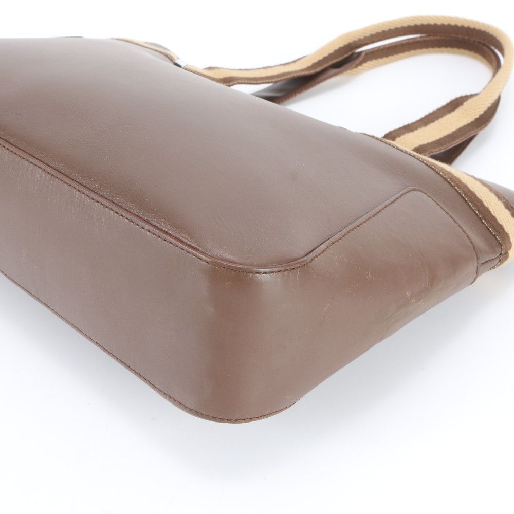 Gucci 002 Leather Canvas Tote Shoulder Hand Brown Rbm — view 5