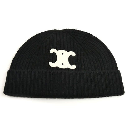 Celine Triomphe Knit Cap Black Hat