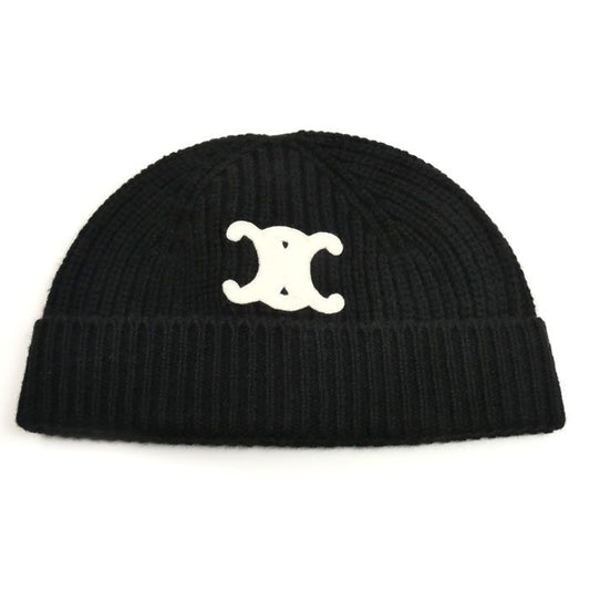 Celine Triomphe Knit Cap Black Hat