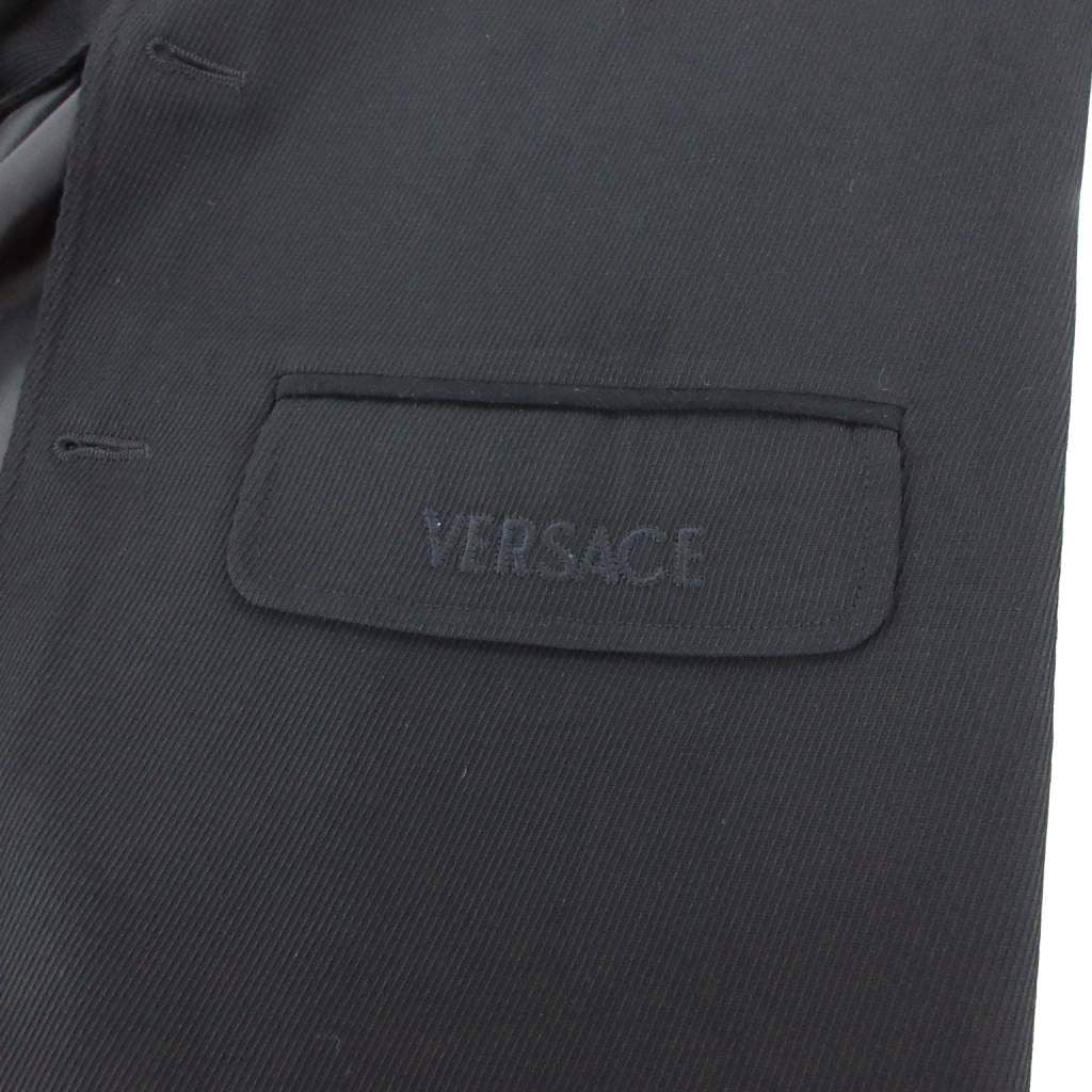 Versace Gianni Tailored Jacket Blue Leather Medusa Metal Button XL Dark Navy — view 5