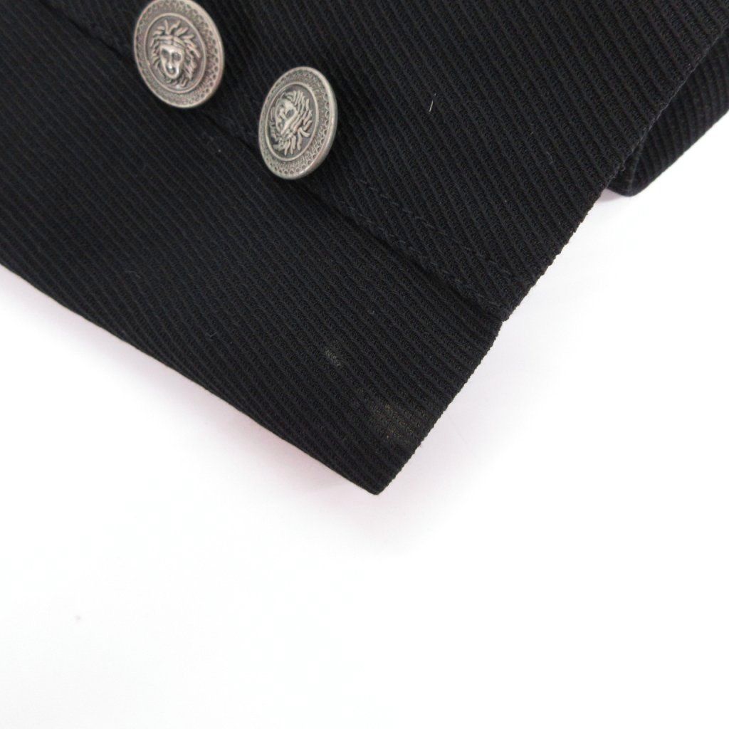 Versace Gianni Tailored Jacket Blue Leather Medusa Metal Button XL Dark Navy — view 8