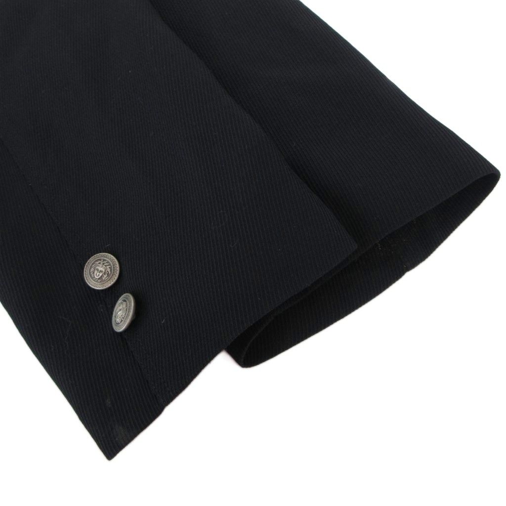 Versace Gianni Tailored Jacket Blue Leather Medusa Metal Button XL Dark Navy — view 4