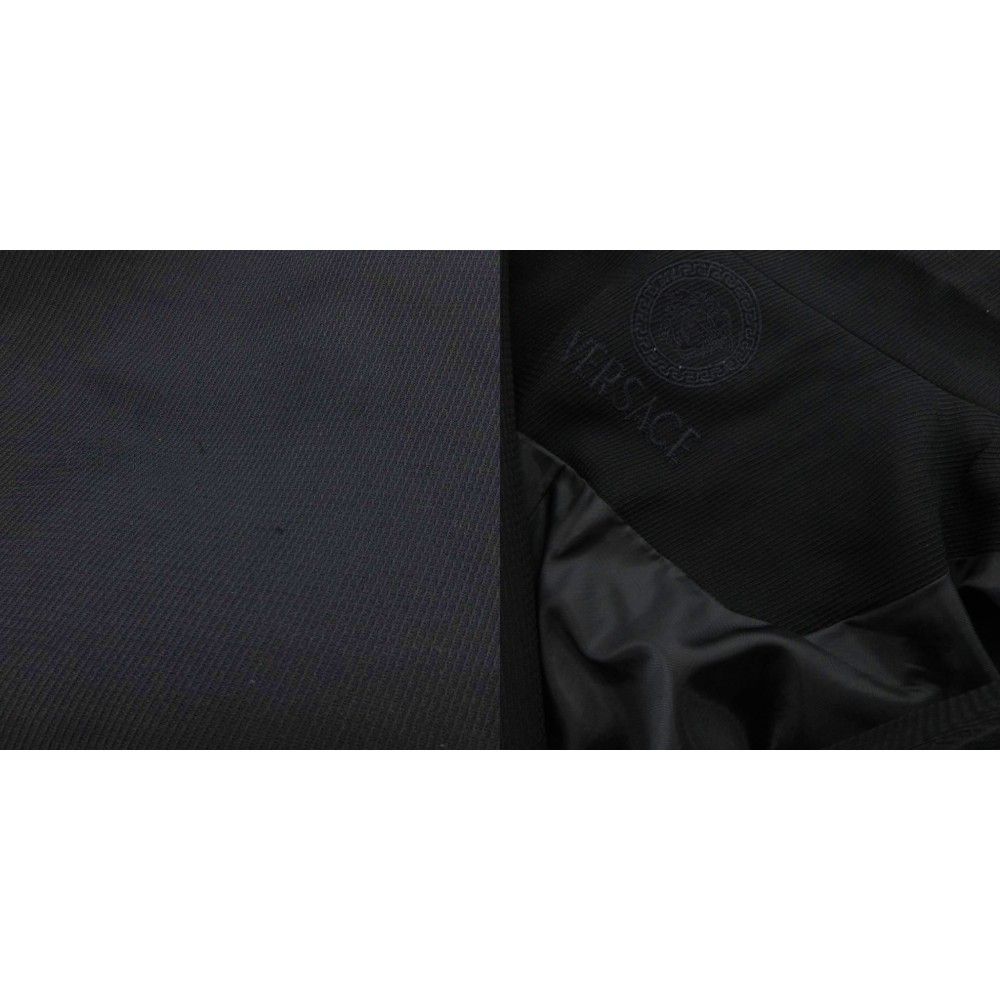 Versace Gianni Tailored Jacket Blue Leather Medusa Metal Button XL Dark Navy — view 9