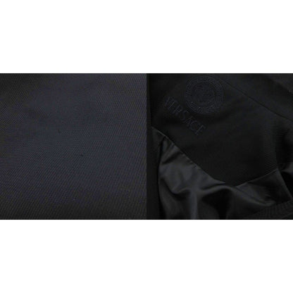 Versace Gianni Tailored Jacket Blue Leather Medusa Metal Button XL Dark Navy — view 9