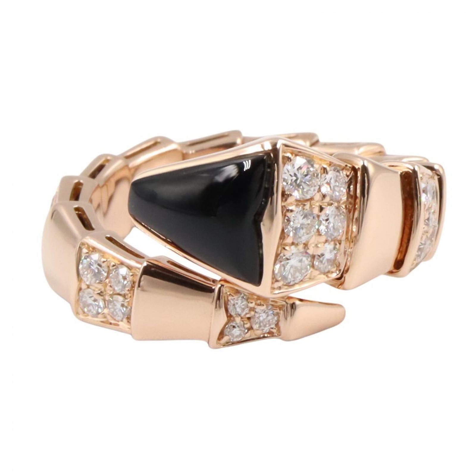 Bvlgari Ring Serpenti Viper-s Onyx Diamond 18k Pink Gold — view 2