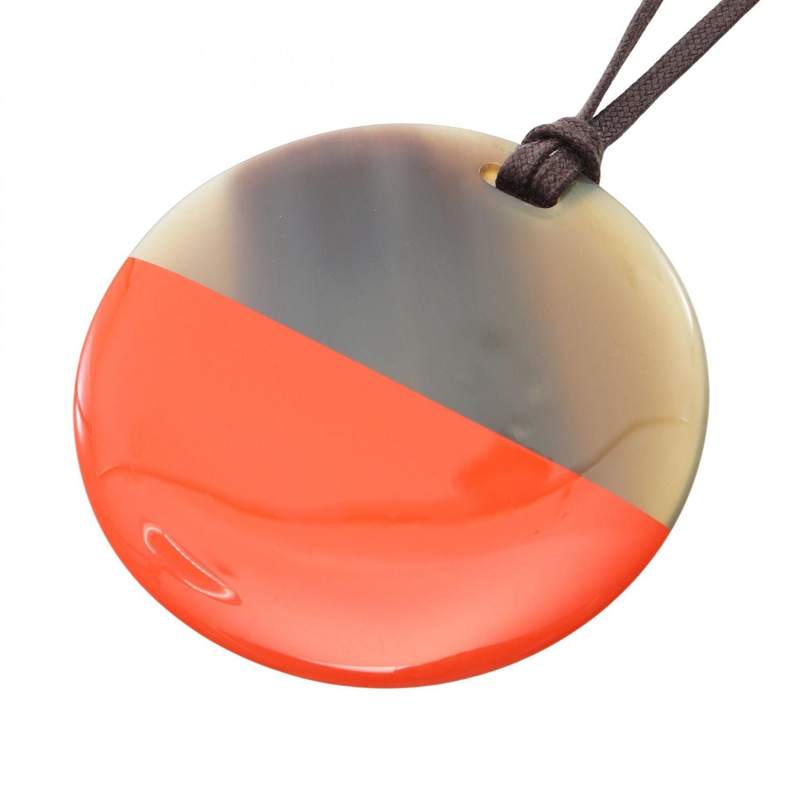 Hermes Necklace Minimal City Pendant Leather Buffalo Horn