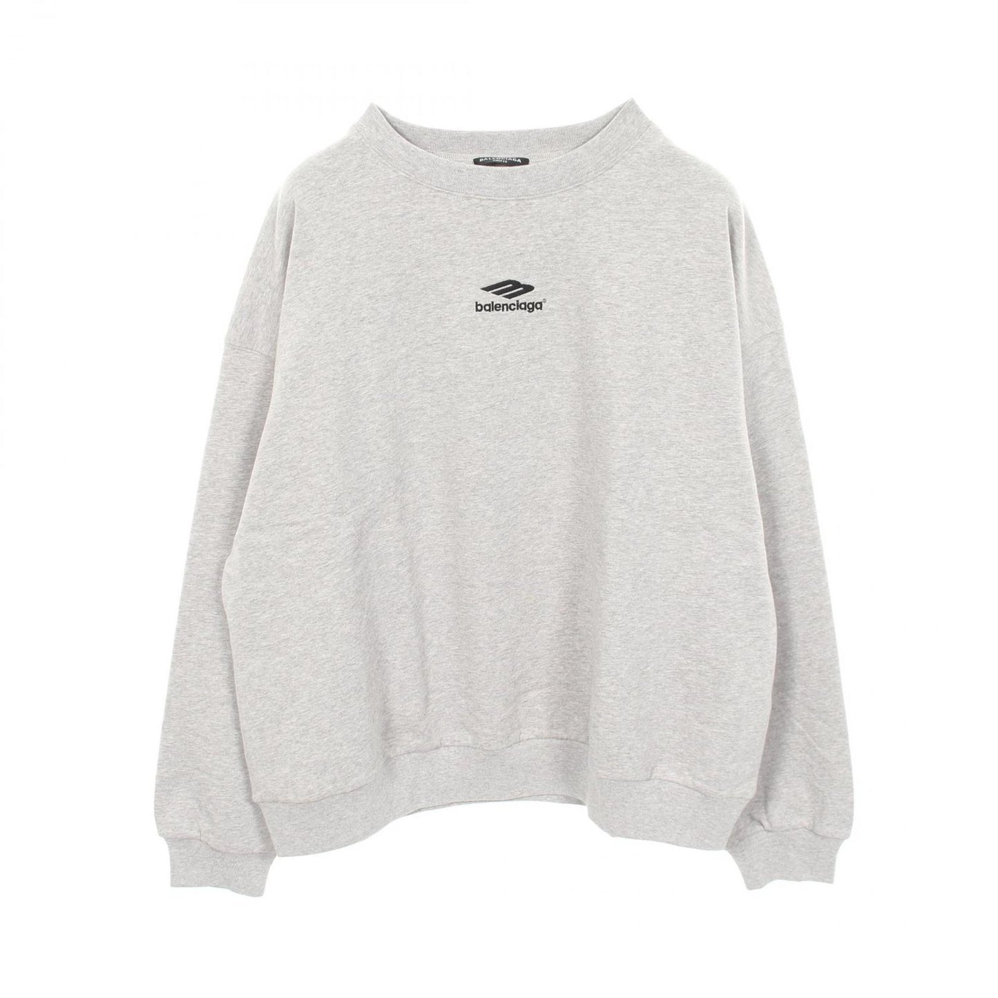 Balenciaga Sweatshirt Logo Embroidery Gray Cotton