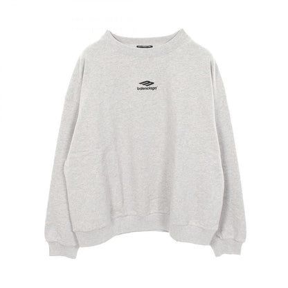 Balenciaga Sweatshirt Logo Embroidery Gray Cotton