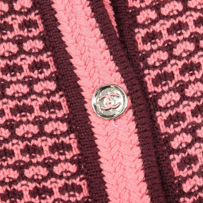 Chanel Cardigan CC Logo Button Cropped Red Cashmere — view 7