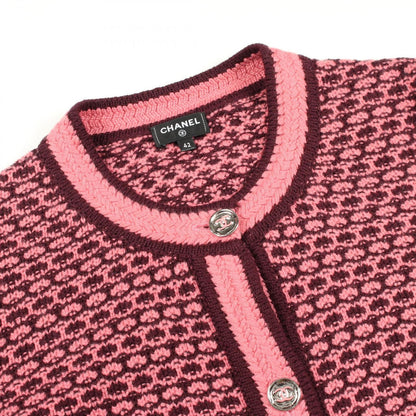 Chanel Cardigan CC Logo Button Cropped Red Cashmere — view 6