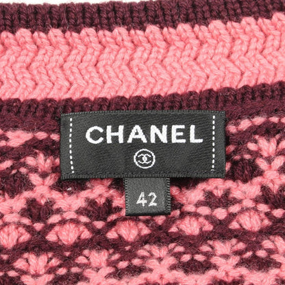 Chanel Cardigan CC Logo Button Cropped Red Cashmere — view 3