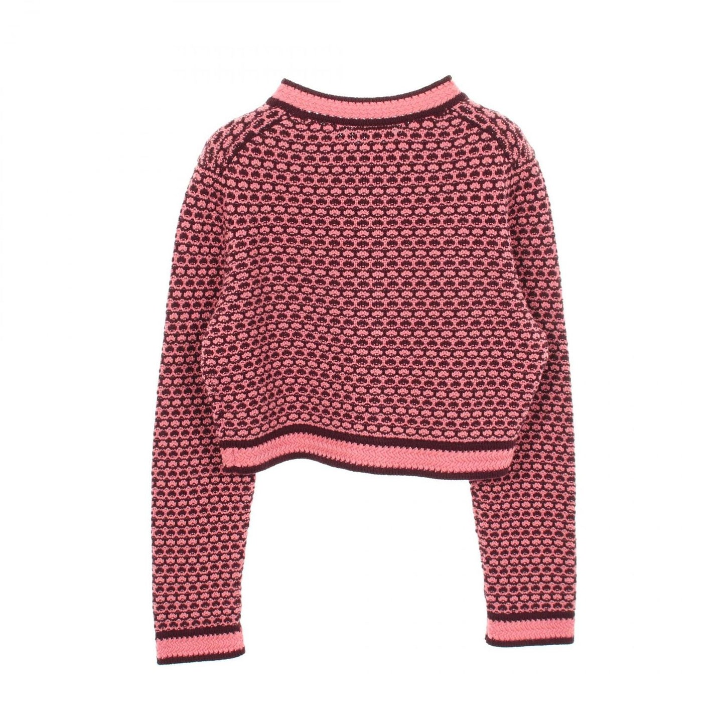 Chanel Cardigan CC Logo Button Cropped Red Cashmere — view 2