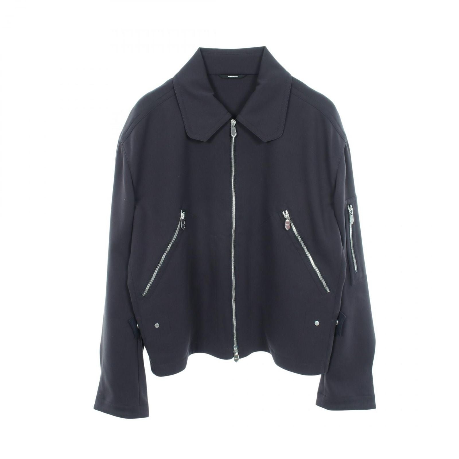 Hermes Series Button Jacket Navy Silk