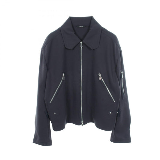 Hermes Series Button Jacket Navy Silk