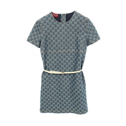 Gucci Dress GG Pattern Denim Cotton
