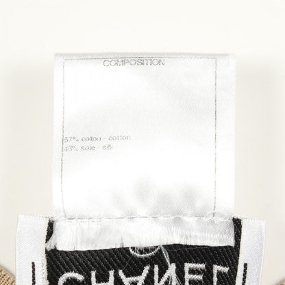 Chanel Knit CC Logo Button Short Sleeve Rib Beige Cotton Silk Sweater — view 4